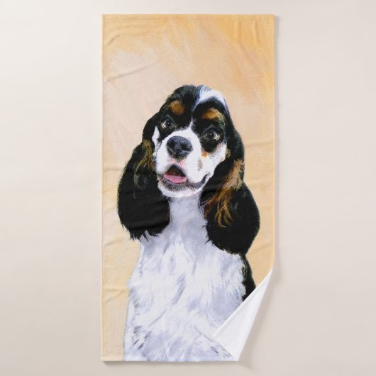Cocker Spaniel (Parti) Painting - Original Dog Art Badhandtuch Set (Badehandtuch)
