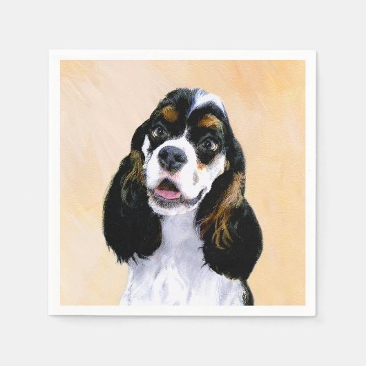 Cocker Spaniel (Parti) Painting - Original Dog Art Serviette (Vorderseite)
