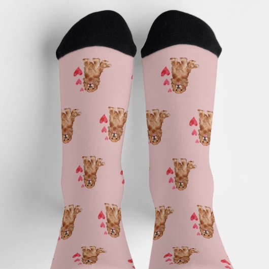 Cocker Spaniel Pattern on Pink Socken (Oben)
