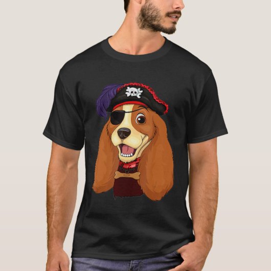 Cocker Spaniel Pirate Skull Crossbones Halloween C T-Shirt (Vorderseite)