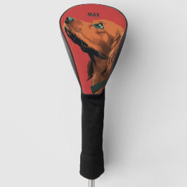 Cocker Spaniel Portrait on Red Background Golf Headcover