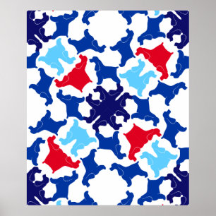 Cocker Spaniel Poster blau und rot