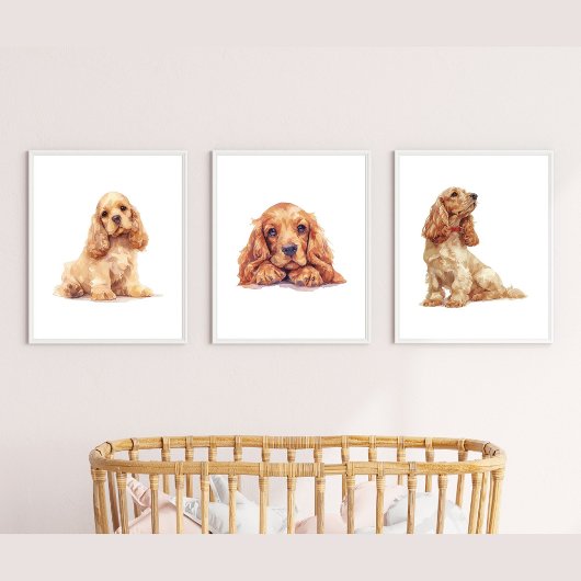 Cocker Spaniel Poster, Cocker Spaniel Lover Gesche Bilderwand Sets
