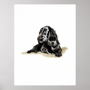 Cocker Spaniel Poster Druck Aquarell Hundekunst