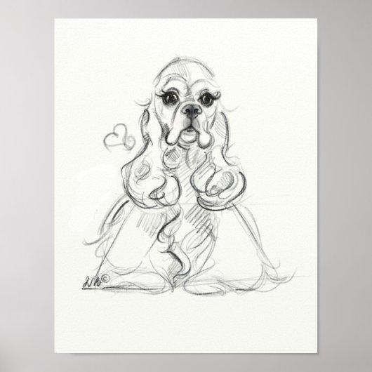 Cocker Spaniel Print | Skizze Poster (Vorne)