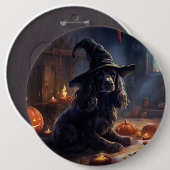 Cocker Spaniel Pumpkins Halloween Beängstigend Button (Vorne & Hinten)