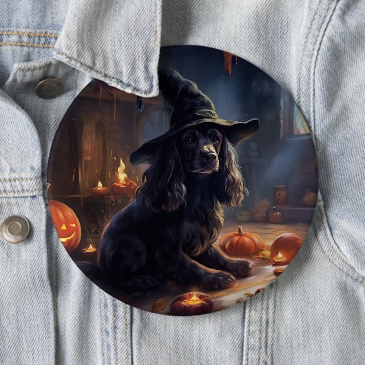 Cocker Spaniel Pumpkins Halloween Beängstigend Button (Beispiel)