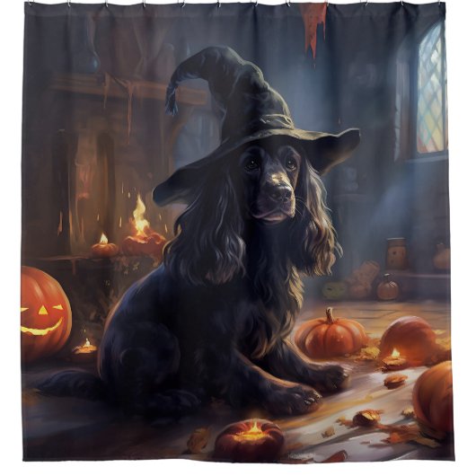 Cocker Spaniel Pumpkins Halloween Beängstigend Duschvorhang (Vorderseite)
