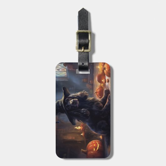 Cocker Spaniel Pumpkins Halloween Beängstigend Gepäckanhänger (Vorderseite vertikal)