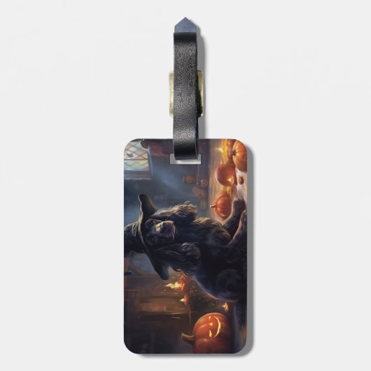 Cocker Spaniel Pumpkins Halloween Beängstigend Gepäckanhänger (Rückseite vertikal)
