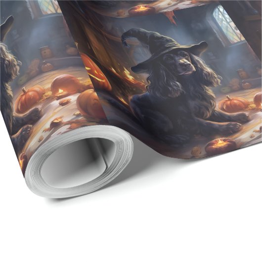 Cocker Spaniel Pumpkins Halloween Beängstigend Geschenkpapier (Rolleneckpunkt)