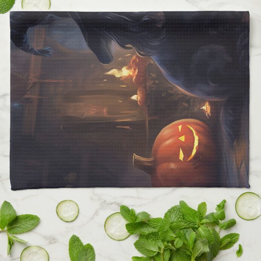 Cocker Spaniel Pumpkins Halloween Beängstigend Geschirrtuch (Gefaltet)