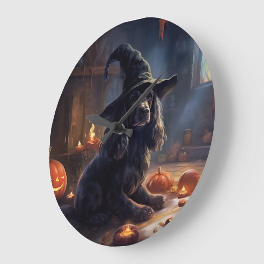 Cocker Spaniel Pumpkins Halloween Beängstigend Große Wanduhr (Winkel)