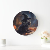 Cocker Spaniel Pumpkins Halloween Beängstigend Große Wanduhr (Zuhause)