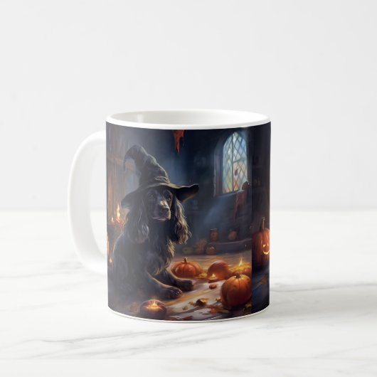 Cocker Spaniel Pumpkins Halloween Beängstigend Kaffeetasse (Vorderseite Links)