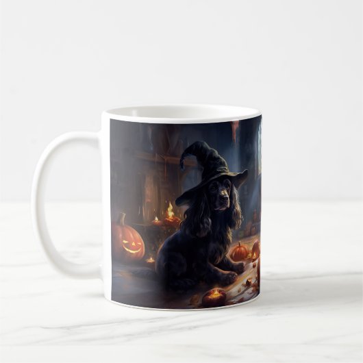 Cocker Spaniel Pumpkins Halloween Beängstigend Kaffeetasse (Links)