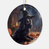 Cocker Spaniel Pumpkins Halloween Beängstigend Keramik Ornament (Links)
