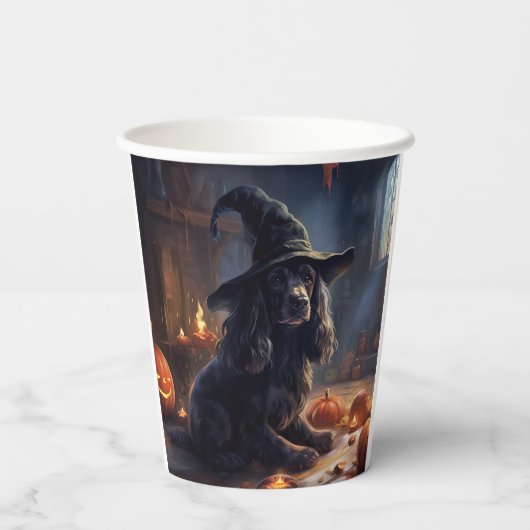 Cocker Spaniel Pumpkins Halloween Beängstigend Pappbecher (Rückseite)
