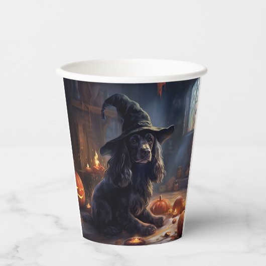Cocker Spaniel Pumpkins Halloween Beängstigend Pappbecher (Vorderseite)