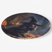 Cocker Spaniel Pumpkins Halloween Beängstigend Pappteller (Schrägansicht)