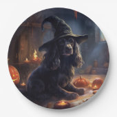 Cocker Spaniel Pumpkins Halloween Beängstigend Pappteller (Vorderseite)