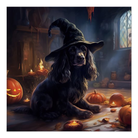 Cocker Spaniel Pumpkins Halloween Beängstigend Poster (Vorderseite)