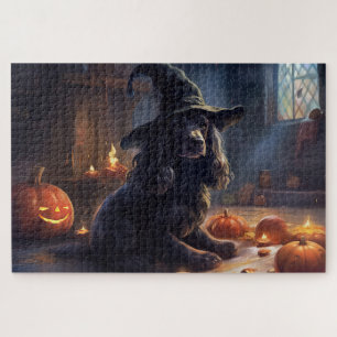 Cocker Spaniel Pumpkins Halloween Beängstigend Puzzle