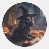 Cocker Spaniel Pumpkins Halloween Beängstigend Runder Aufkleber (Vorderseite)