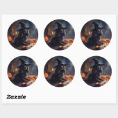 Cocker Spaniel Pumpkins Halloween Beängstigend Runder Aufkleber (Blatt)