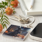 Cocker Spaniel Pumpkins Halloween Beängstigend Schlüsselanhänger (Vorderseite rechts)