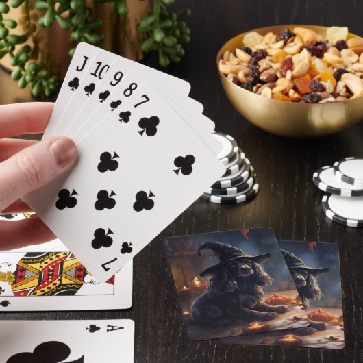 Cocker Spaniel Pumpkins Halloween Beängstigend Spielkarten (In Situ)