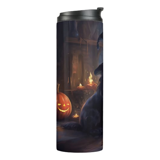 Cocker Spaniel Pumpkins Halloween Beängstigend Thermosbecher (Nach links gedreht)