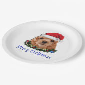 Cocker spaniel Puppi Weihnachten Pappteller (Schrägansicht)
