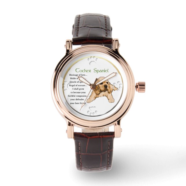 Cocker Spaniel Puppy Lovers Art Armbanduhr (Vorderseite)
