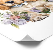 Cocker Spaniel Puppy Pet Wasserfarbe Blume Poster (Ecke)