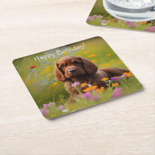 Cocker Spaniel Rechteckiger Pappuntersetzer (angewinkelt)