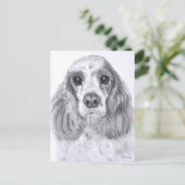 Cocker Spaniel Red White Art Postkarte (Stehend Vorderseite)