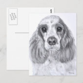 Cocker Spaniel Red White Art Postkarte (Vorne/Hinten)