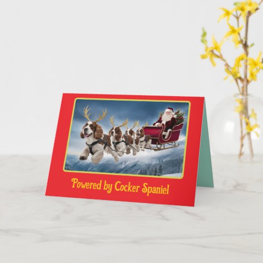 Cocker Spaniel Reindeer Karte (Gelbe Blume)
