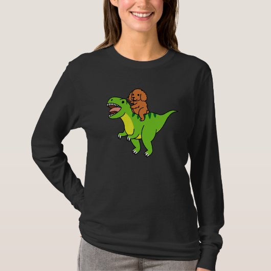 Cocker Spaniel reitet Rex Dinosaurier Hund T-Shirt (Vorderseite)