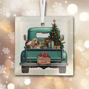 Cocker Spaniel Retro Truck Weihnachten Ornament Aus Glas