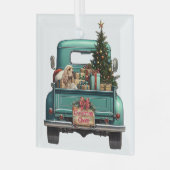 Cocker Spaniel Retro Truck Weihnachten Ornament Aus Glas (Vorderseite links)