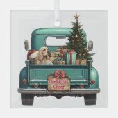 Cocker Spaniel Retro Truck Weihnachten Ornament Aus Glas (Vorderseite)