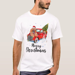 Cocker Spaniel Rides Red Truck Weihnachten Pajama T-Shirt