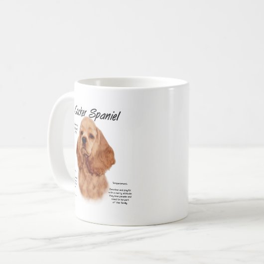 Cocker Spaniel (rot) Geschichtsdesign Kaffeetasse (Vorderseite Links)