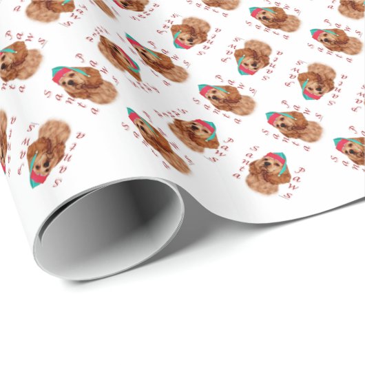 Cocker Spaniel (rot) Santa Paws Geschenkpapier (Rolleneckpunkt)