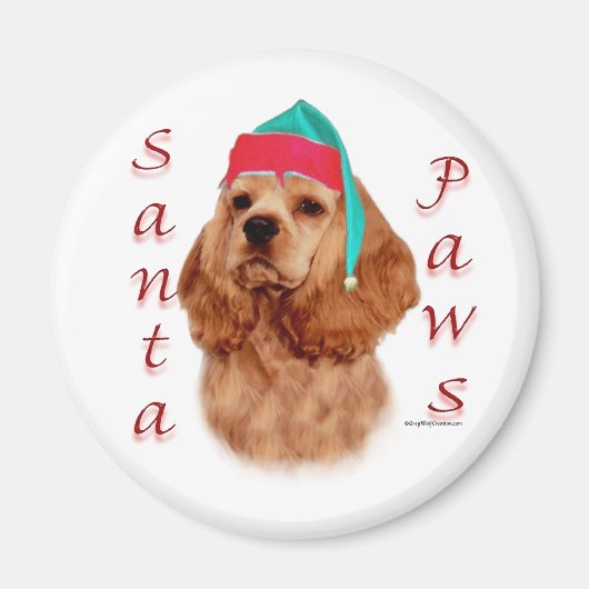 Cocker Spaniel (rot) Santa Paws Magnet (Vorne)