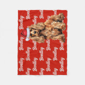 Cocker Spaniel Santa Dog Individuelle Name Weihnac Fleecedecke (Vorderseite)