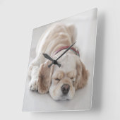 Cocker Spaniel schlafend Hund Quadratische Wanduhr (Winkel)