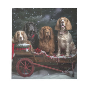 Cocker Spaniel Schnee Schlitten Weihnachtsdekorati Notizblock